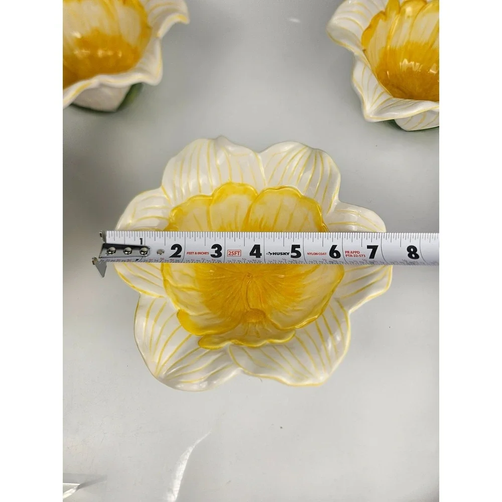 Ambiance Daffodils Sculptural Yellow Floral Bowls Set 4 Flowers‎ Spring Summer